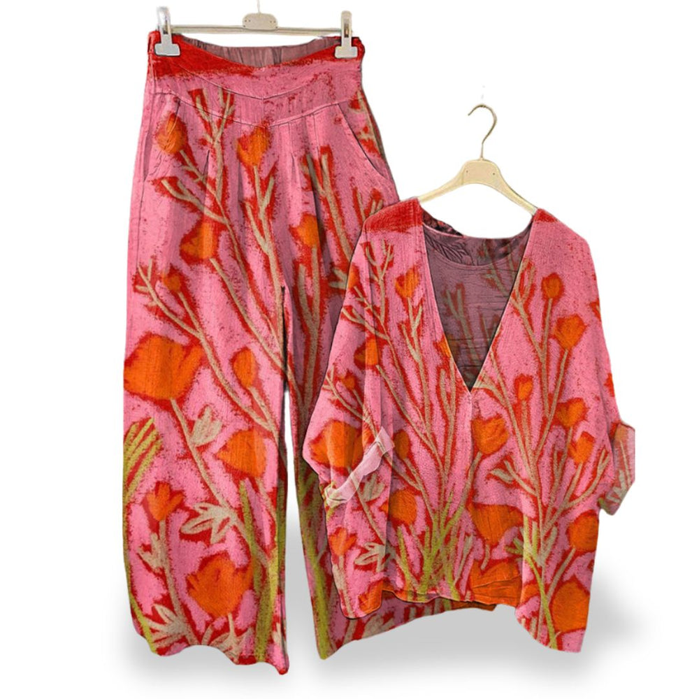 Completo Pantaloni Top Stampa Floreale Donna | Altivaro-Altivaro