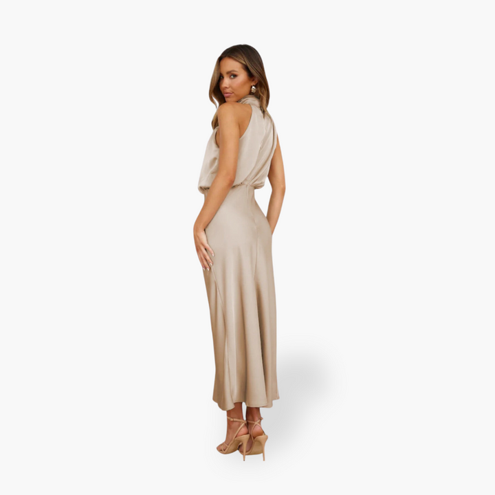 Donna Abito Seta Collo Alto Elegante | Altivaro-Altivaro