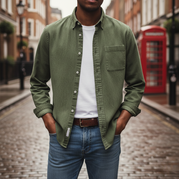 Camicia uomo in denim con taschino | Altivaro