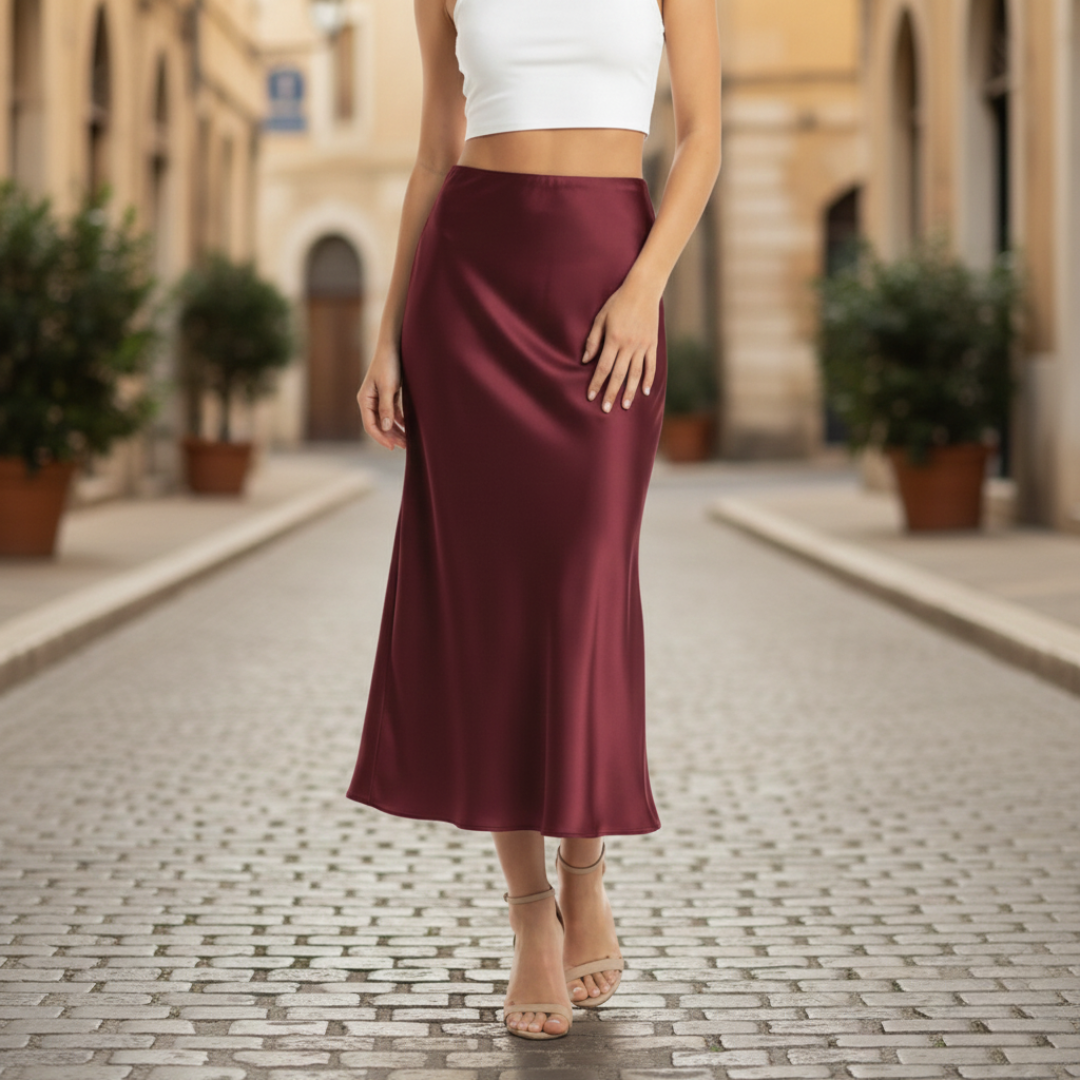 Altivaro Gonna midi donna in raso | Altivaro