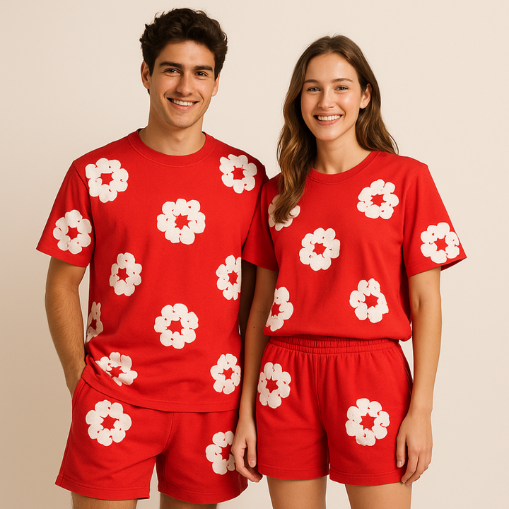 Set T-Shirt e Pantaloncini con Stampa Floreale - Look Estivo Unisex Casual | Altivaro-Altivaro