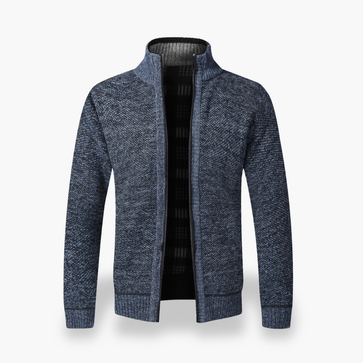 Cardigan with Zip and Checkered Lining Men | Altivaro
