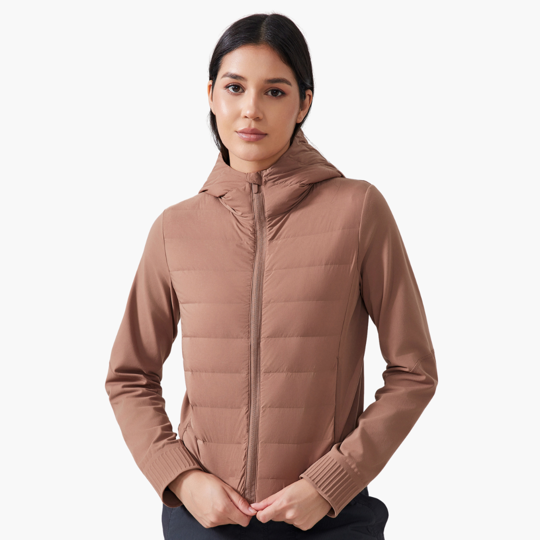 Giacca Donna Ibrida Piumino Softshell Leggera con Cappuccio | Altivaro