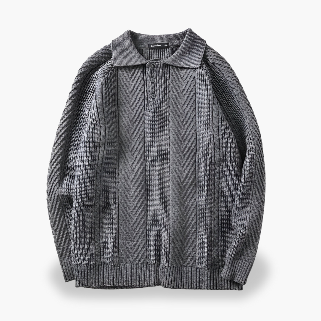 Men's knitted cardigan with high collar and buttons | Altivaro