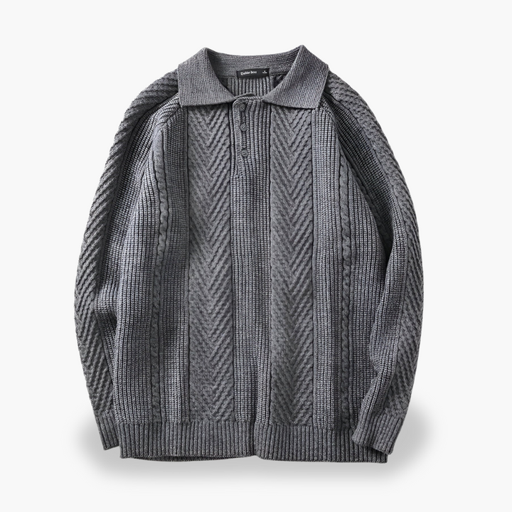 Men's knitted cardigan with high collar and buttons | Altivaro