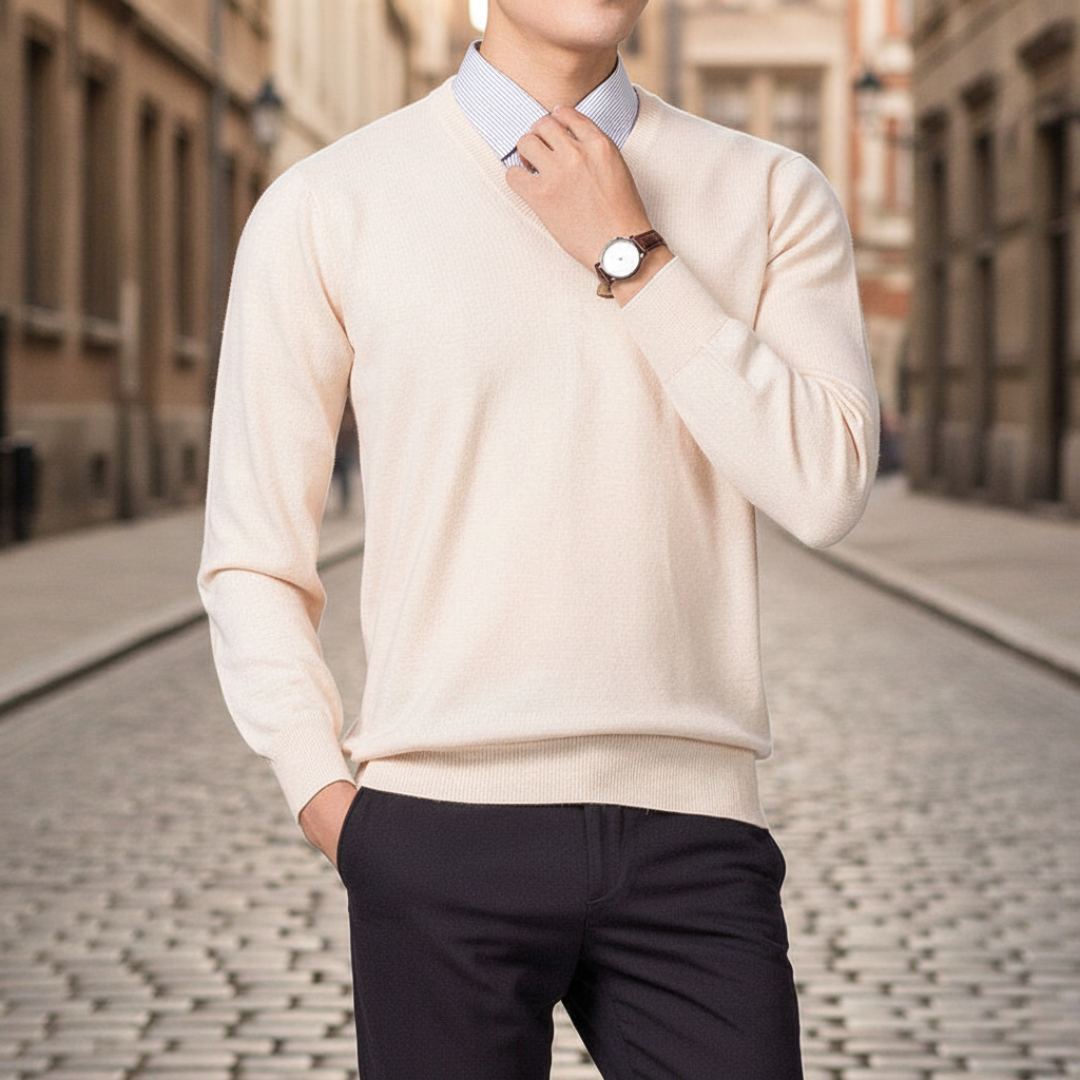 Herrenpullover V-Ausschnitt Polyester | Altivaro