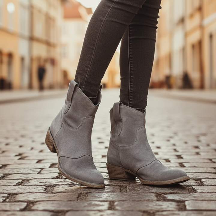 Orthopädische Stiefel aus Leder mit niedrigem Absatz für Damen | Altivaro