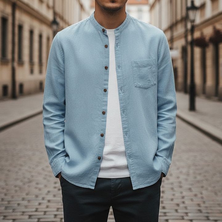 Camicia Uomo in Cotone con Colletto a V e Bottoni | Altivaro