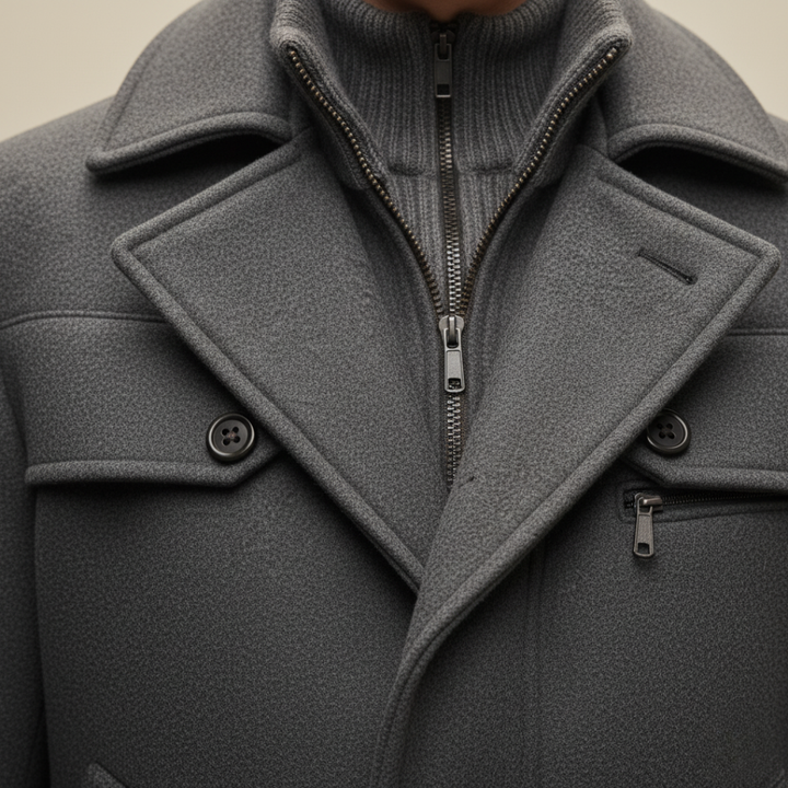 Herren Winterjacke aus Wolle mit Stehkragen und elegantem Design | Altivaro