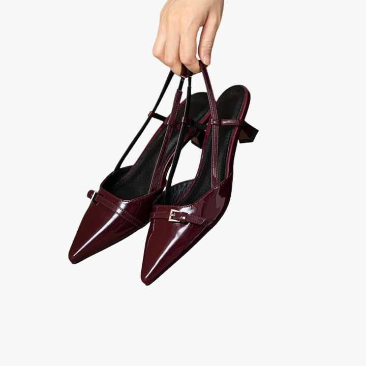 Women's Pointed Patent Leather Slingback Shoes | Altivaro