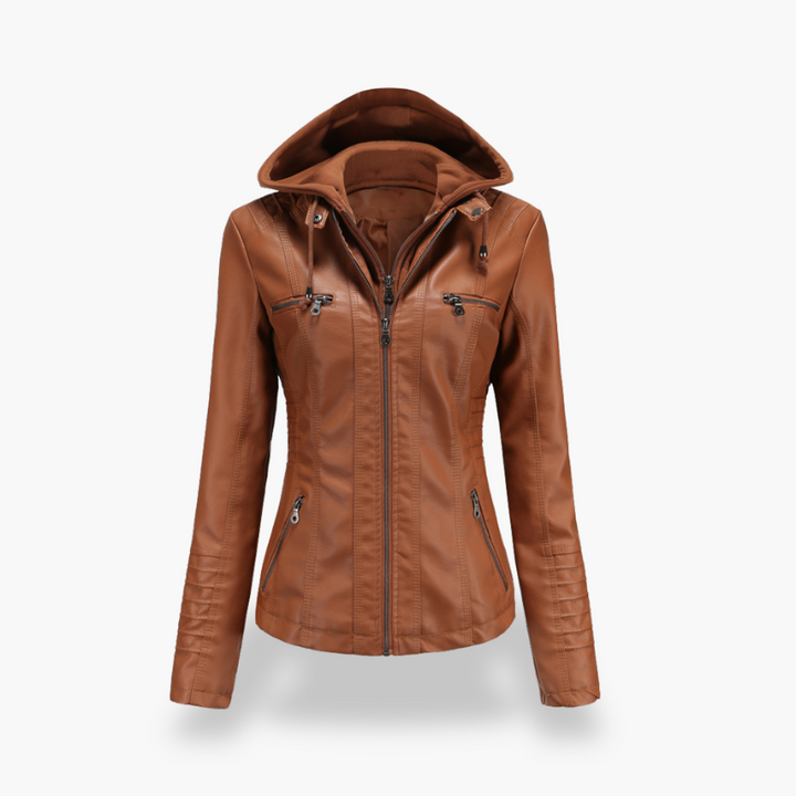 Giacca Donna in Ecopelle con Cappuccio e Zip Slim Fit | Altivaro