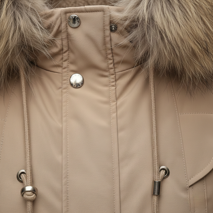 Damen Winterdaunenjacke mit Kapuze aus Kunstpelz | Altivaro