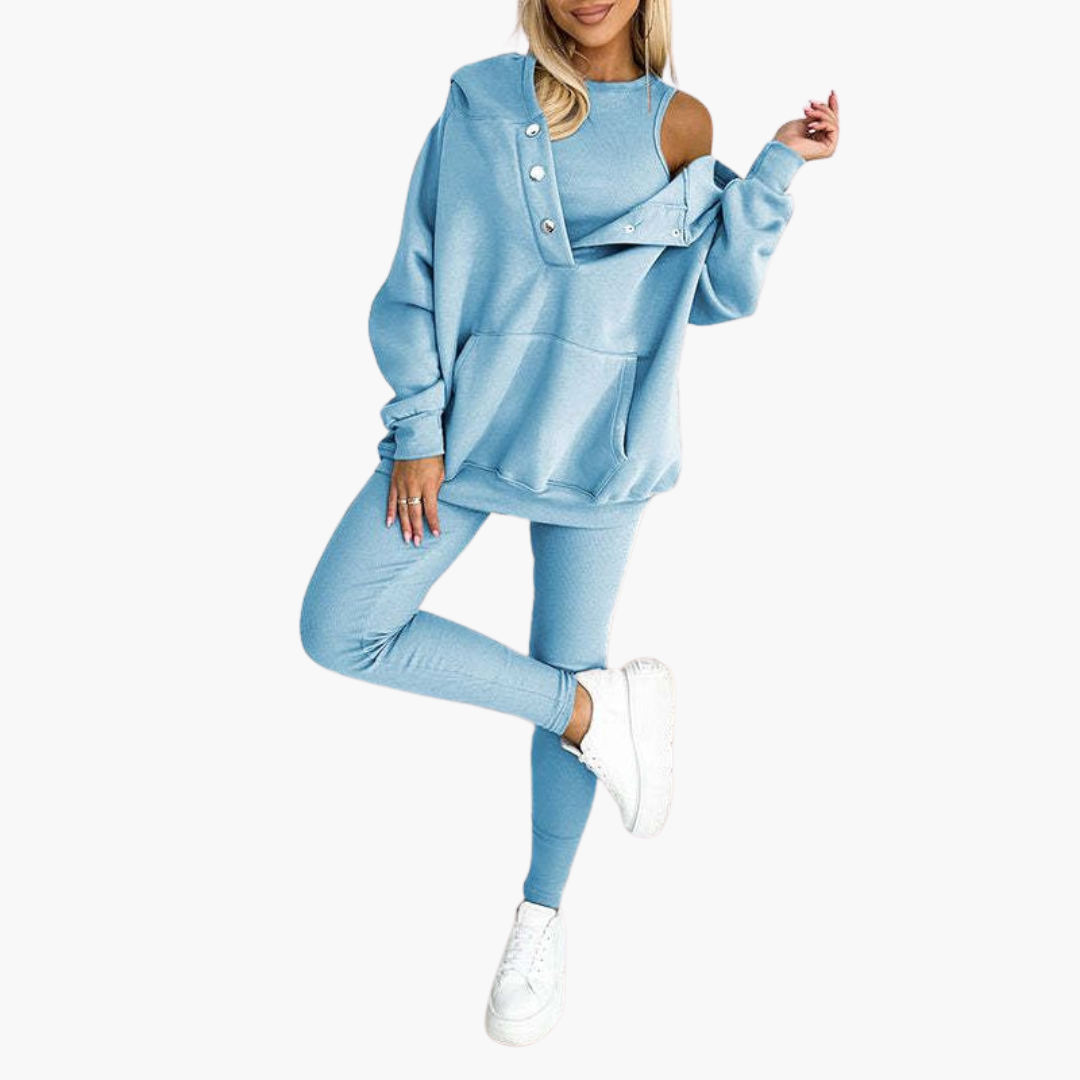Tuta Sportiva Donna con Cappuccio e Bottoni | Altivaro