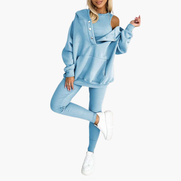 Tuta Sportiva Donna con Cappuccio e Bottoni | Altivaro