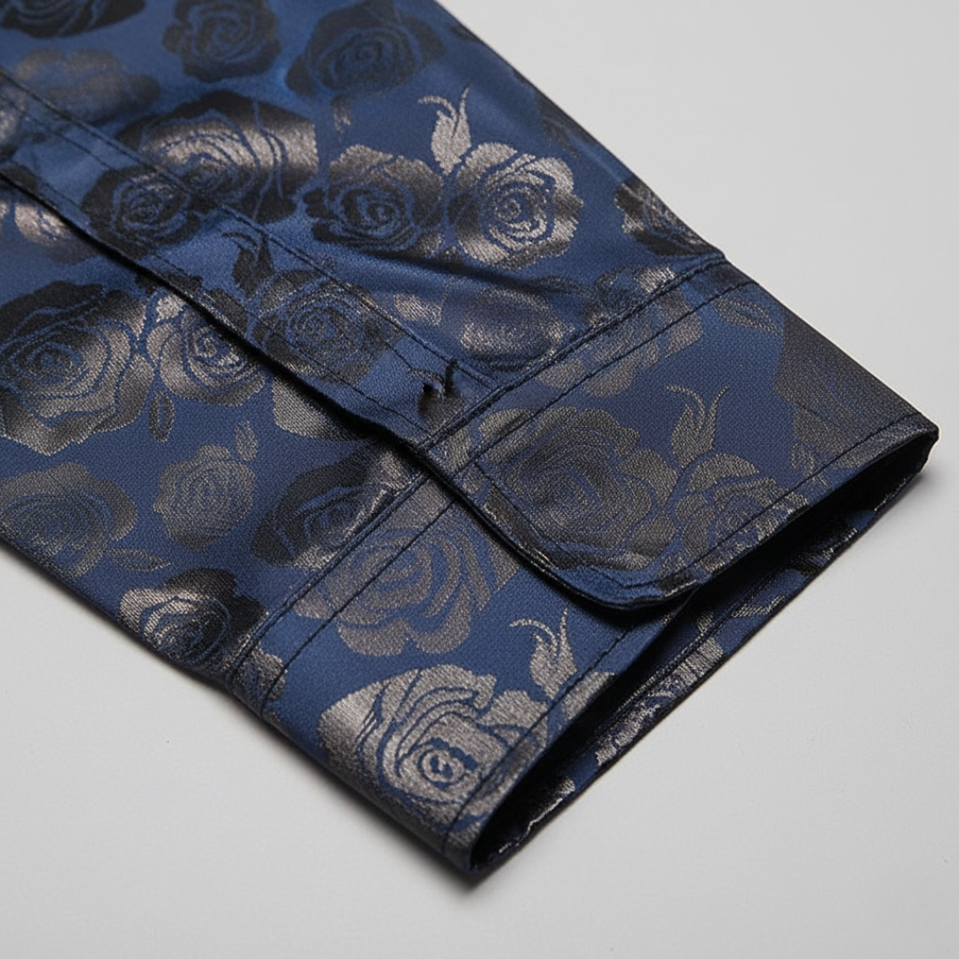 Herrenhemd aus elegantem Stoff mit Rosenmuster | Altivaro