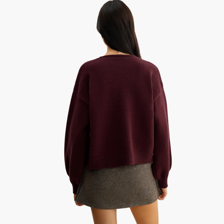 Women's Wool Cardigan with Velvet Bows | Altivaro