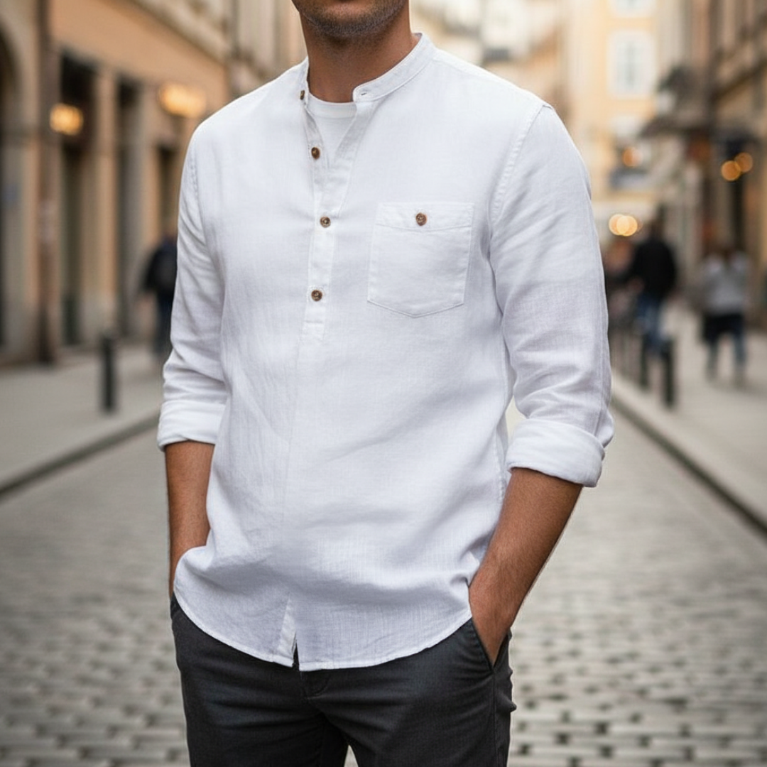 Camicia Uomo in Cotone con Colletto a V e Bottoni | Altivaro