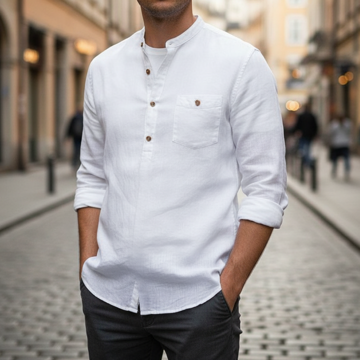 Camicia Uomo in Cotone con Colletto a V e Bottoni | Altivaro