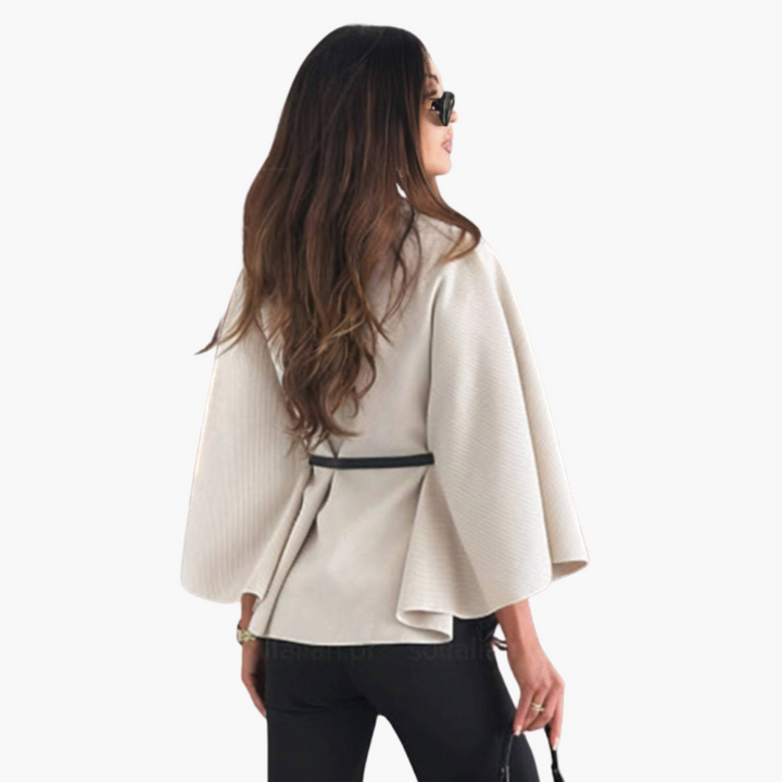 Cappotto Poncho Corto Donna con Bottoni Cintura Maniche Ampie | Altivaro