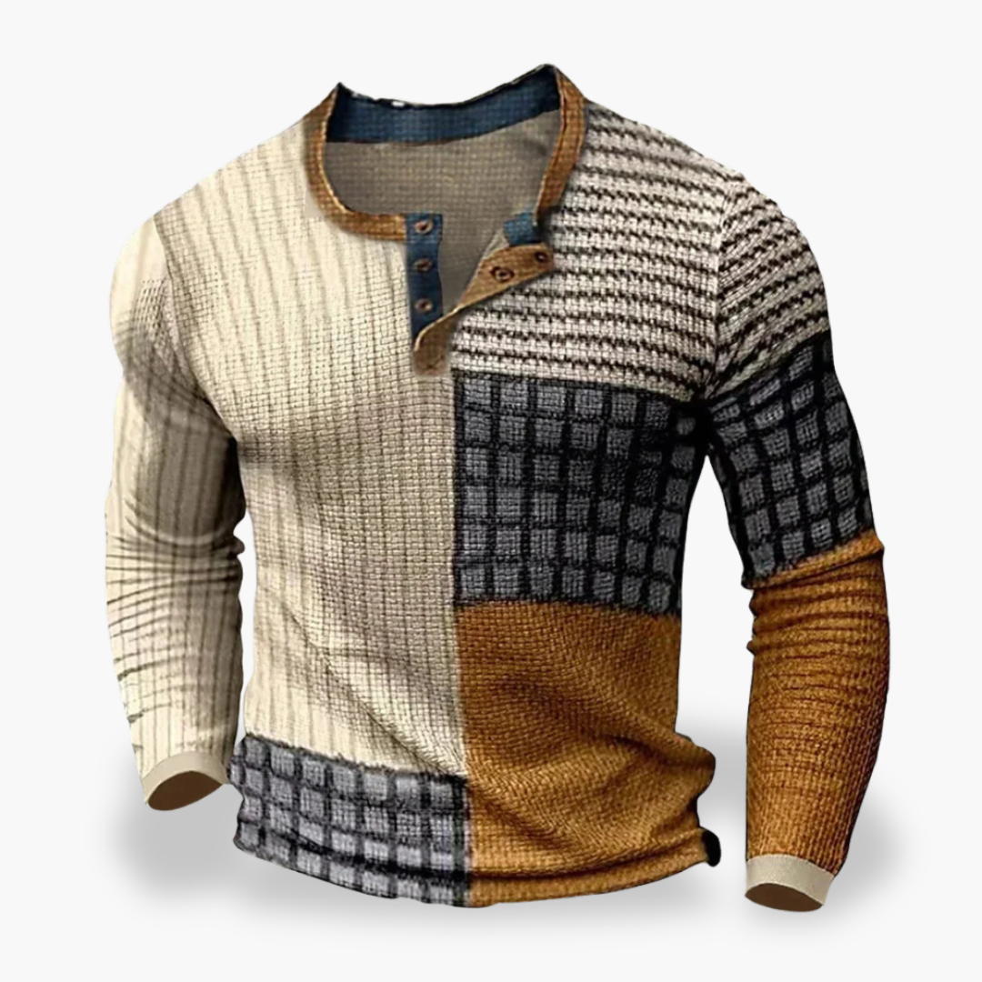 Maglia Uomo Cotone Lunga Manica Patchwork | Altivaro