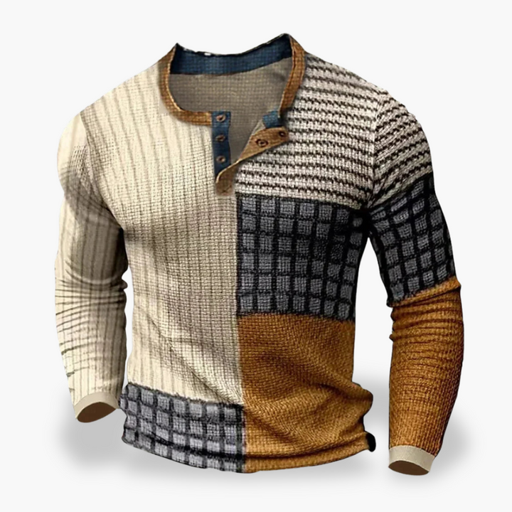 Maglia Uomo Cotone Lunga Manica Patchwork | Altivaro
