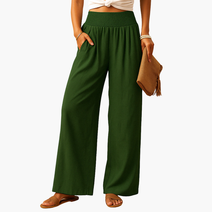 Pantaloni Donna Vita Alta Gamba Larga in Lino Estivi | Altivaro
