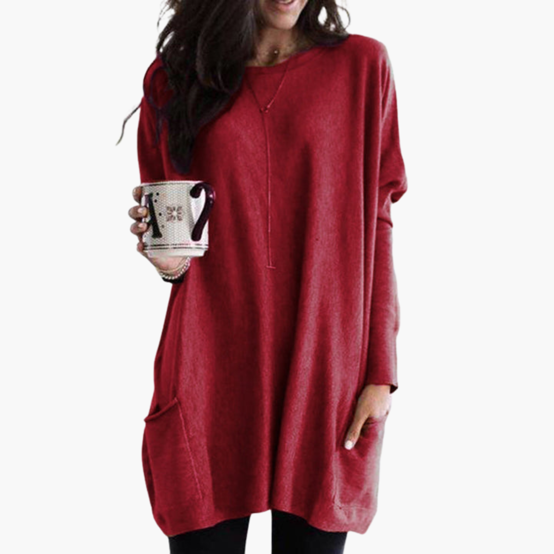 Maglione Lungo Donna Casual in Cotone con Tasche | Altivaro
