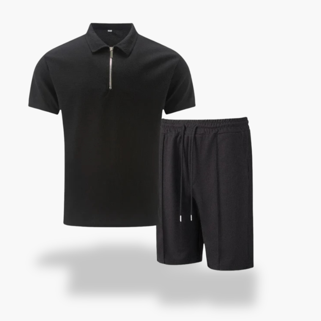 Polo mit Reißverschluss und Herren-Shorts mit Kordelzug | Altivaro