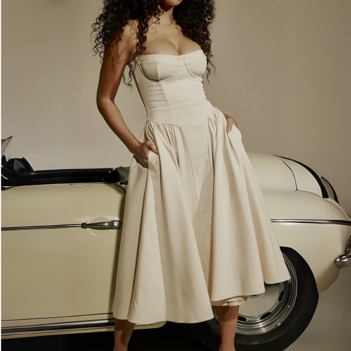 Vestito Midi Donna Bustier Spalline Sottili Festa | Altivaro