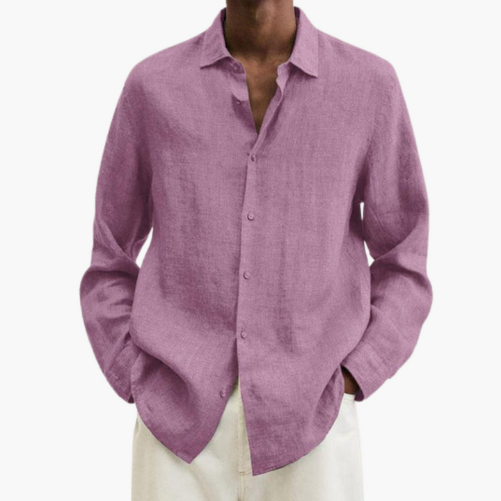 Camicia lino uomo manica lunga slim fit estiva | Altivaro