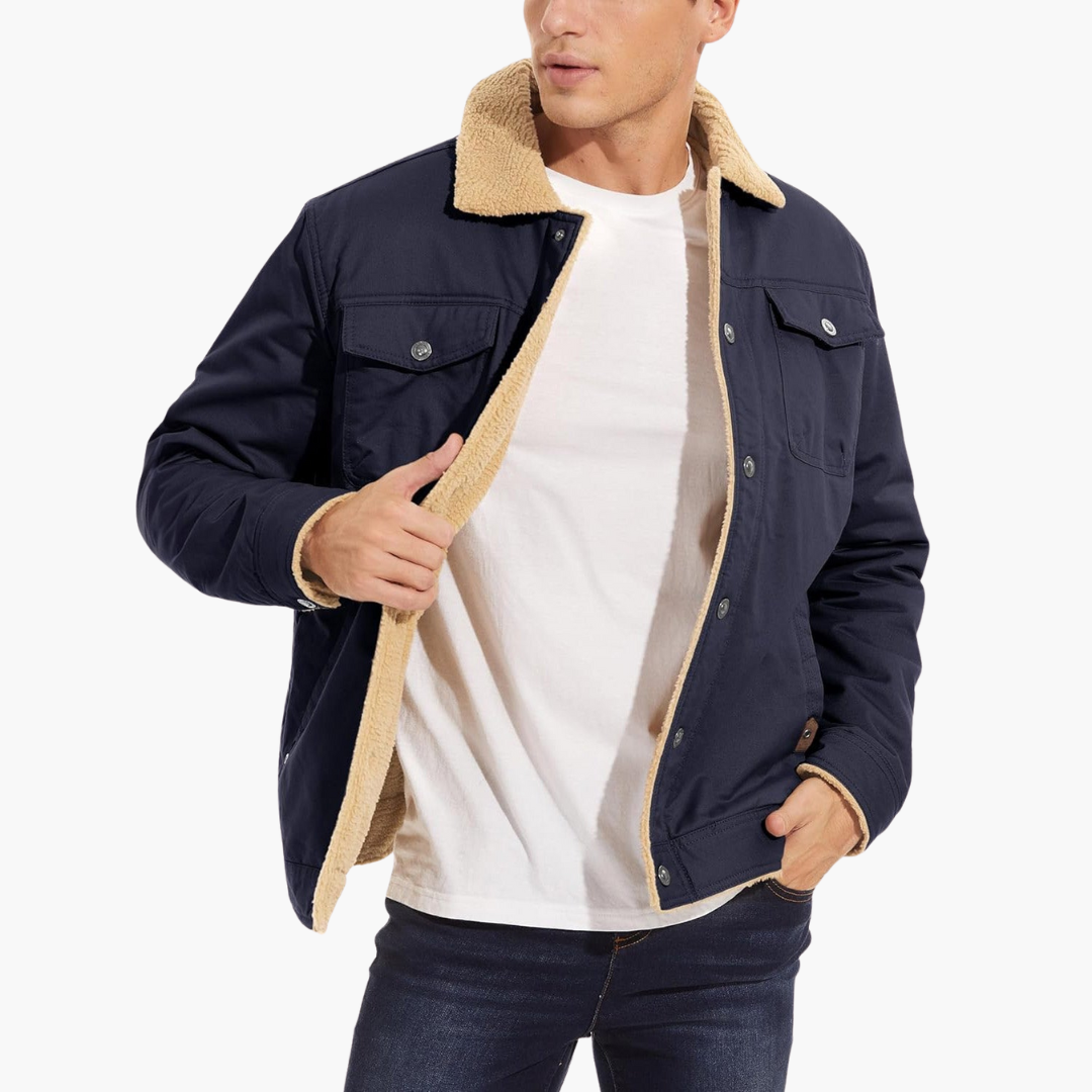 Men's Fleece Jacket with Multifunction Pockets and Sherpa Collar | Altivaro