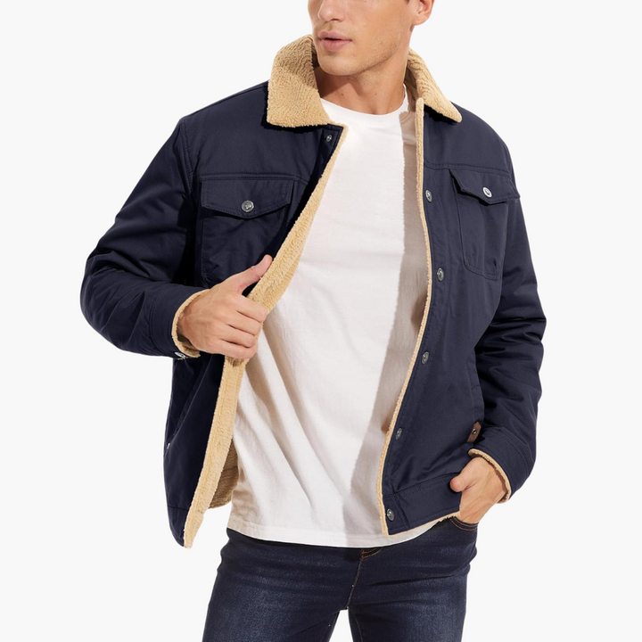 Men's Fleece Jacket with Multifunction Pockets and Sherpa Collar | Altivaro