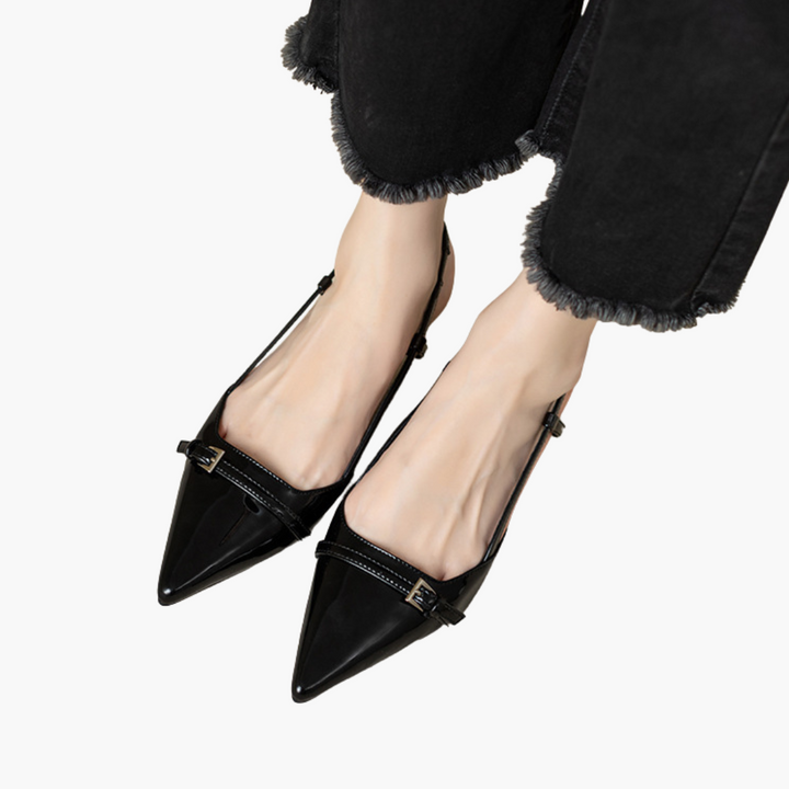 Women's Pointed Patent Leather Slingback Shoes | Altivaro