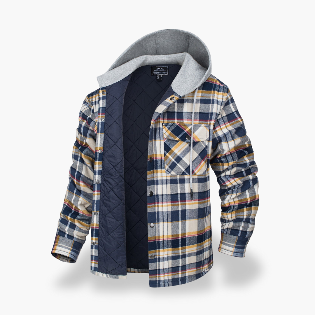 Men's Winter Plaid Jacket Lined with Hood | Altivaro