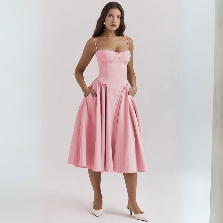 Vestito Midi Donna Bustier Spalline Sottili Festa | Altivaro