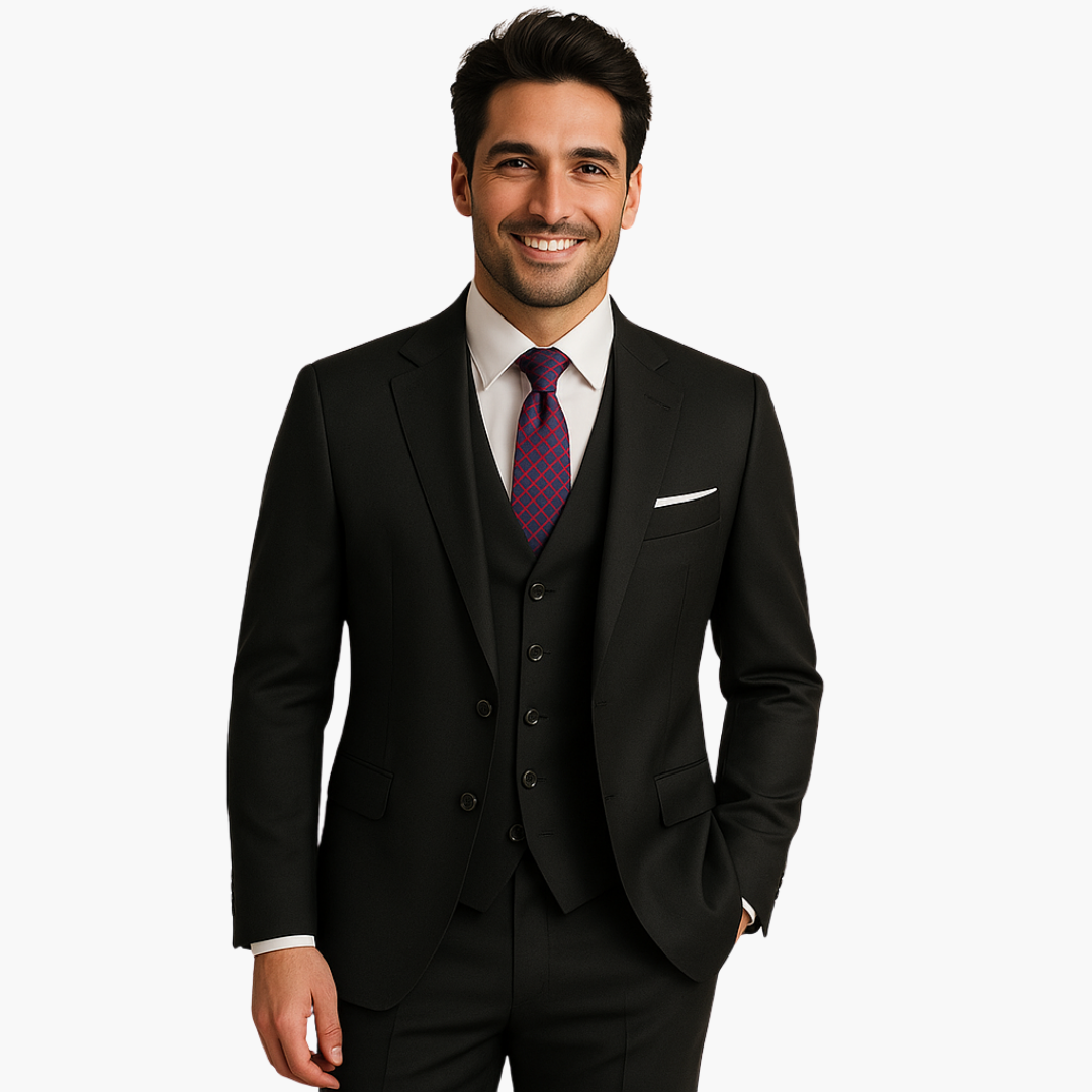 Abito Uomo Elegante 3 Pezzi Slim Fit Poliestere Blu Petrolio Cerimonia | Altivaro-Altivaro