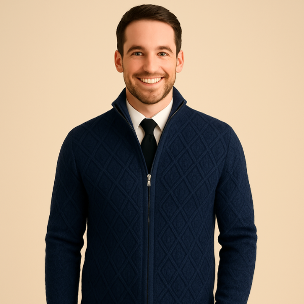 Herren Strickjacke mit Reißverschluss Diamantmuster | Altivaro