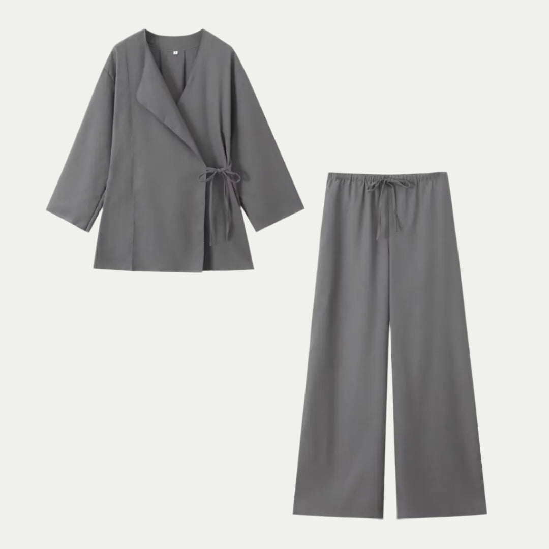 Completo Pigiama da Donna in Seta Satin con Pantaloni Larghi | Altivaro