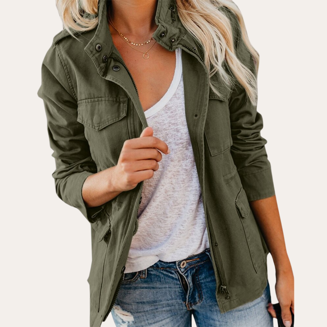 Giacca Utility Donna Nera Manica Lunga | Altivaro