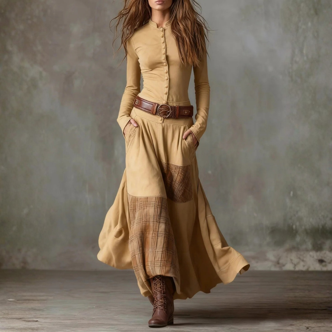 Long Dress for Women in Mixed Fabric | Altivaro