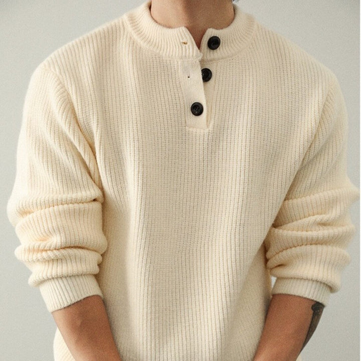 Men's Sweater with Buttons in Mixed Fibers | Altivaro