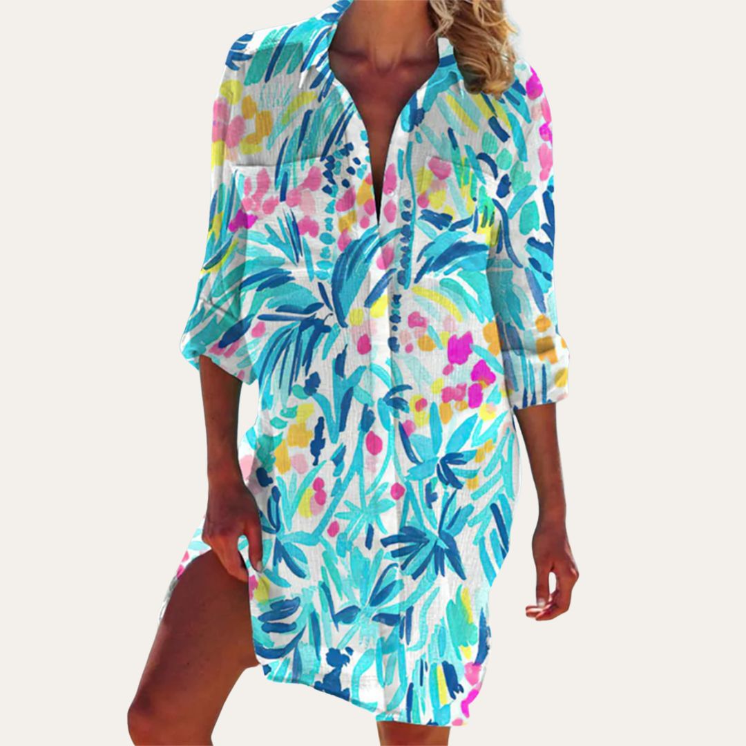 Vestito Camicia Maniche Lunghe Fiori | Altivaro-Altivaro