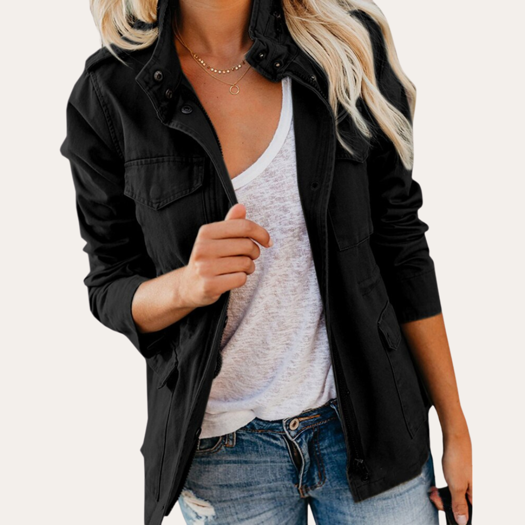 Giacca Utility Donna Nera Manica Lunga | Altivaro