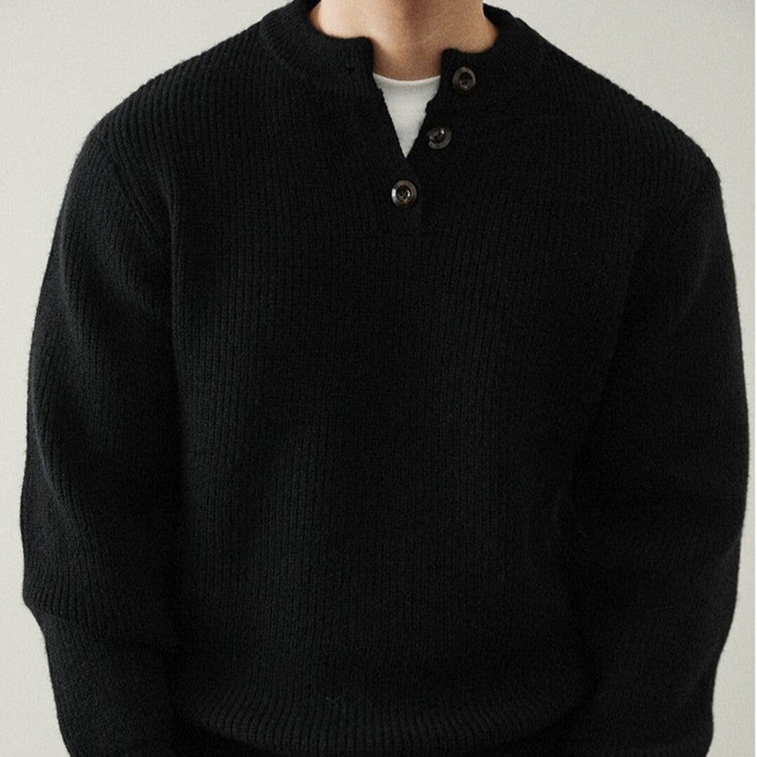 Men's Sweater with Buttons in Mixed Fibers | Altivaro