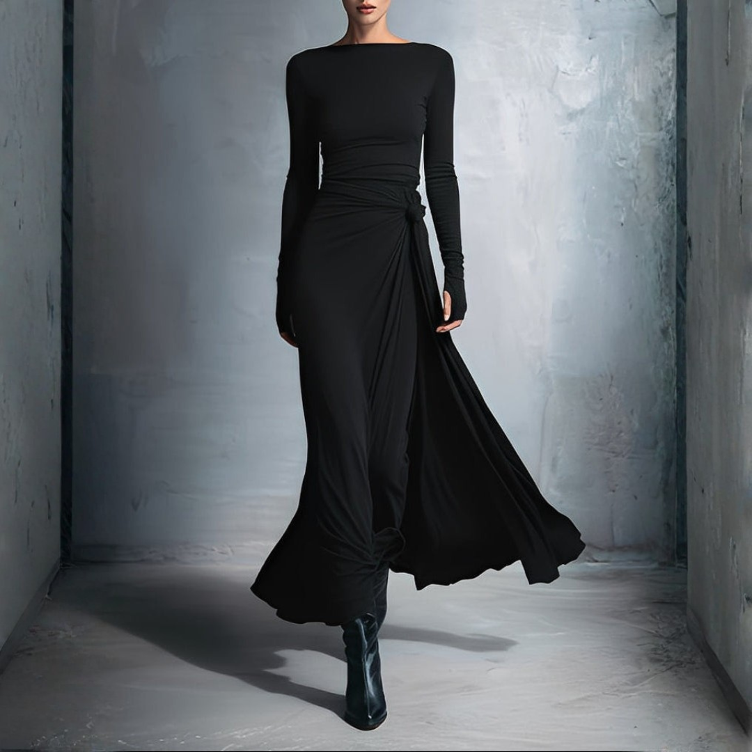 Long Draped Dress for Women in Mixed Fibers | Altivaro