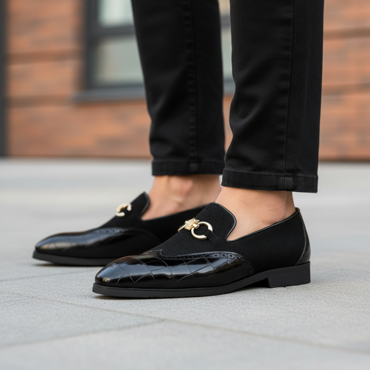 Herren Orthopädische Schuhe aus grünem und schwarzem Kunstleder | Altivaro