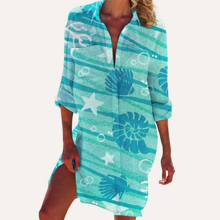 Vestito Camicia Maniche Lunghe Fiori | Altivaro-Altivaro