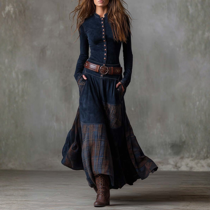 Long Dress for Women in Mixed Fabric | Altivaro