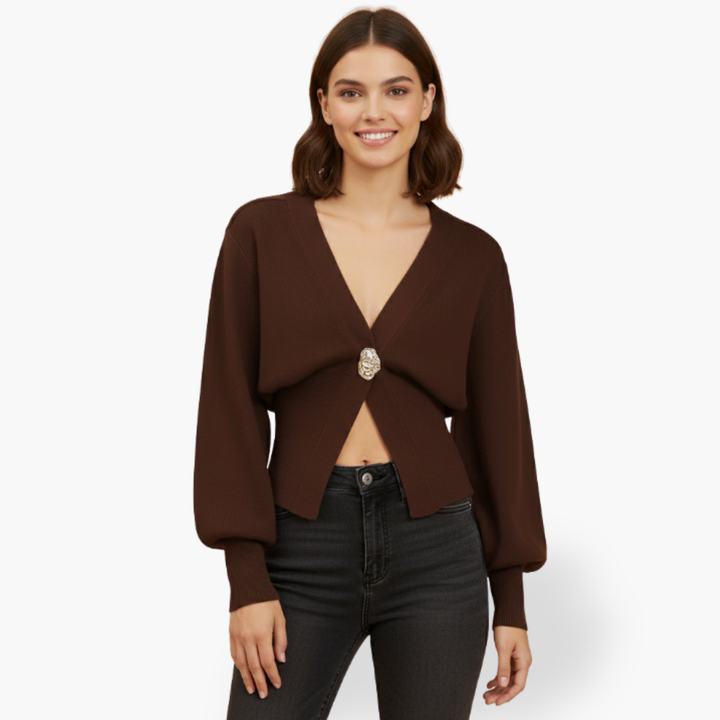 Cardigan Donna con Chiusura Decorativa a Maglia Fine | Altivaro