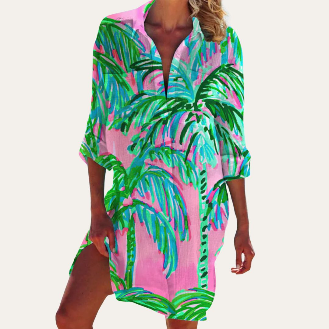 Vestito Camicia Maniche Lunghe Fiori | Altivaro-Altivaro